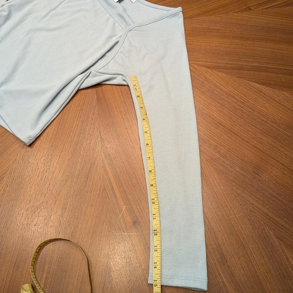 RSQ Crop Top Women XL Blue Excellent Square Neck Long Sleeve Ribbed